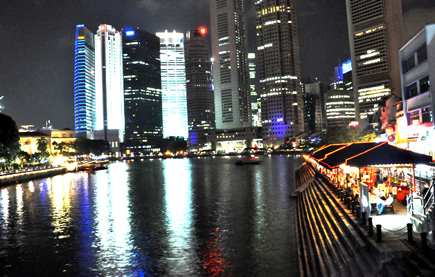 Singapore skyline at night by Grax