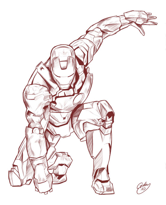 Sam Gilbey's sketch of Iron Man