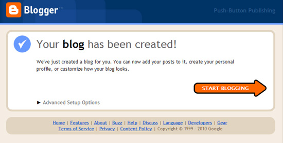 Your blog has been created